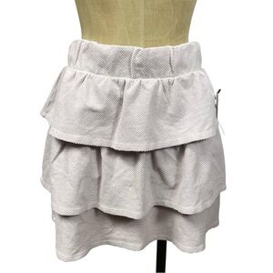 NWT Sol Angeles Mesh Tier Skirt Small Pink Knit Mini Feminine Casual Girly